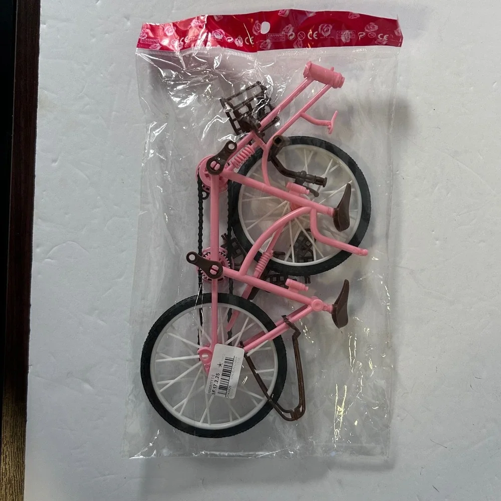 New Pink Tandem Bicycle for 11.5 Inch Fashion Dolls Two Seater Bike with Basket